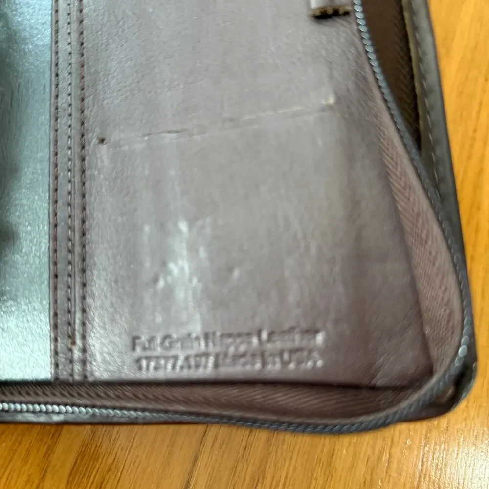 Vintage Franklin Quest Planner 6.25 x 8 Brown Napa Leather 6 Ring Zip